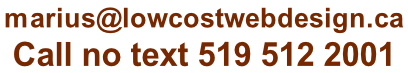 marius@lowcostwebdesign.ca  Call no text 519 512 2001